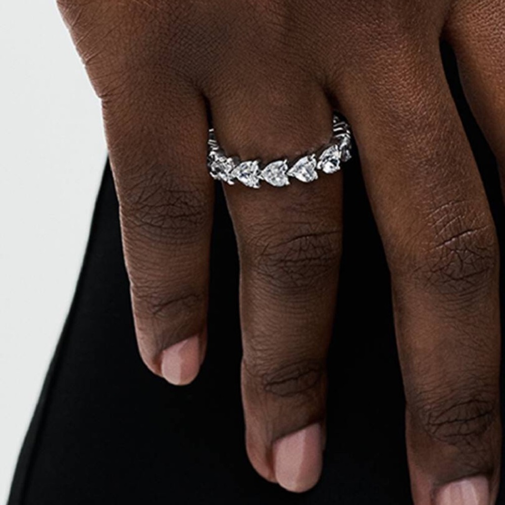 Pandora Band of Clear Hearts Ring